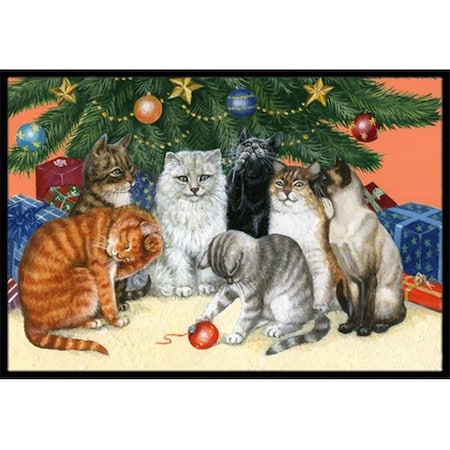 Carolines Treasures Carolines Treasures BDBA0345MAT Cats Under the Christmas Tree Indoor or Outdoor Mat; 18 x 27 BDBA0345MAT